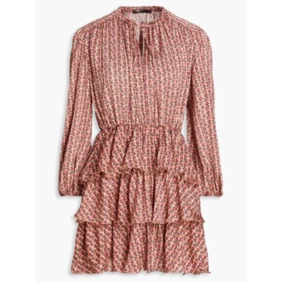 NWT Maje Rilivate Floral Print Tiered Mini Dress - Picture 3 of 17